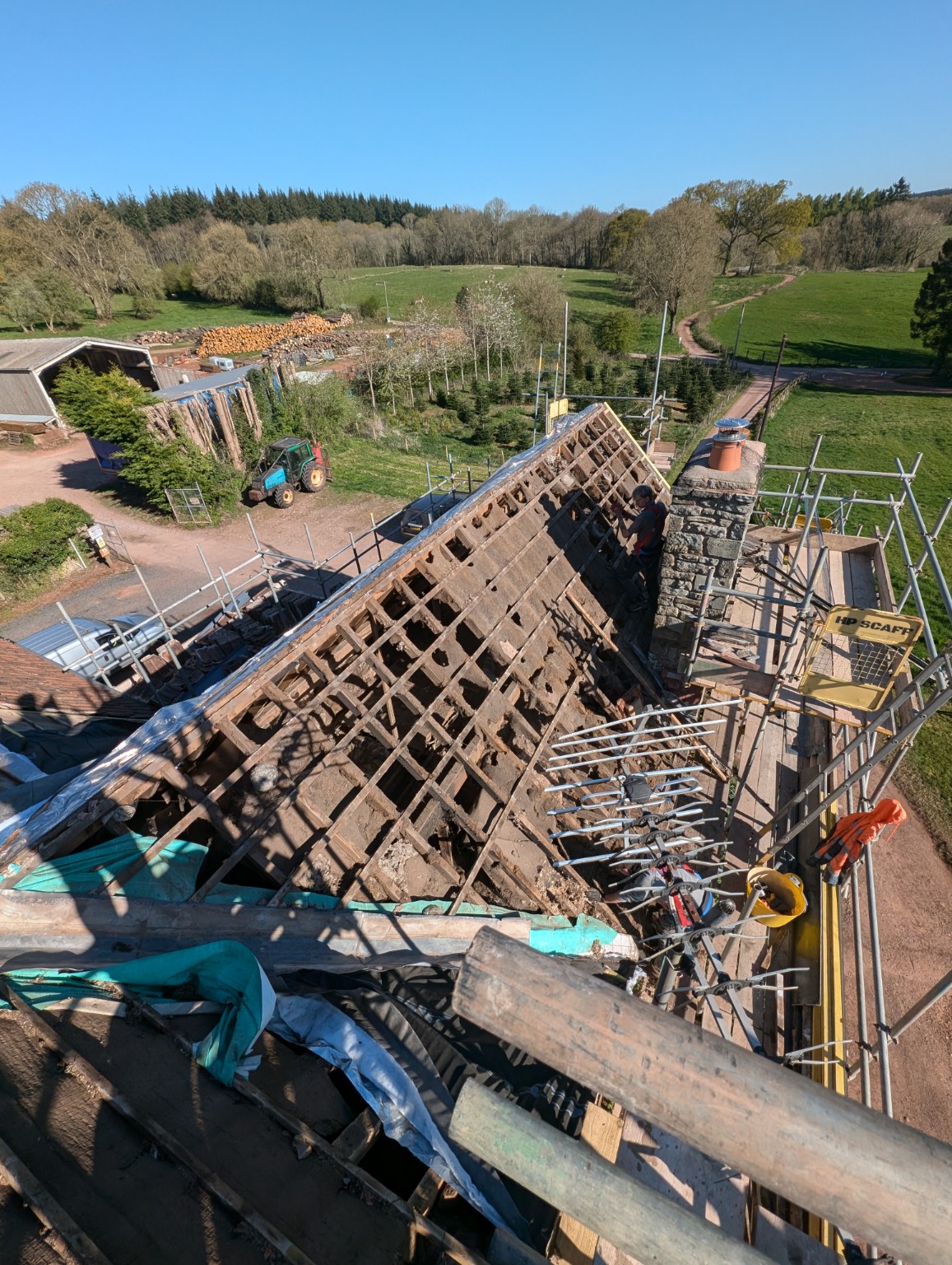 Farmhouse roof stripped